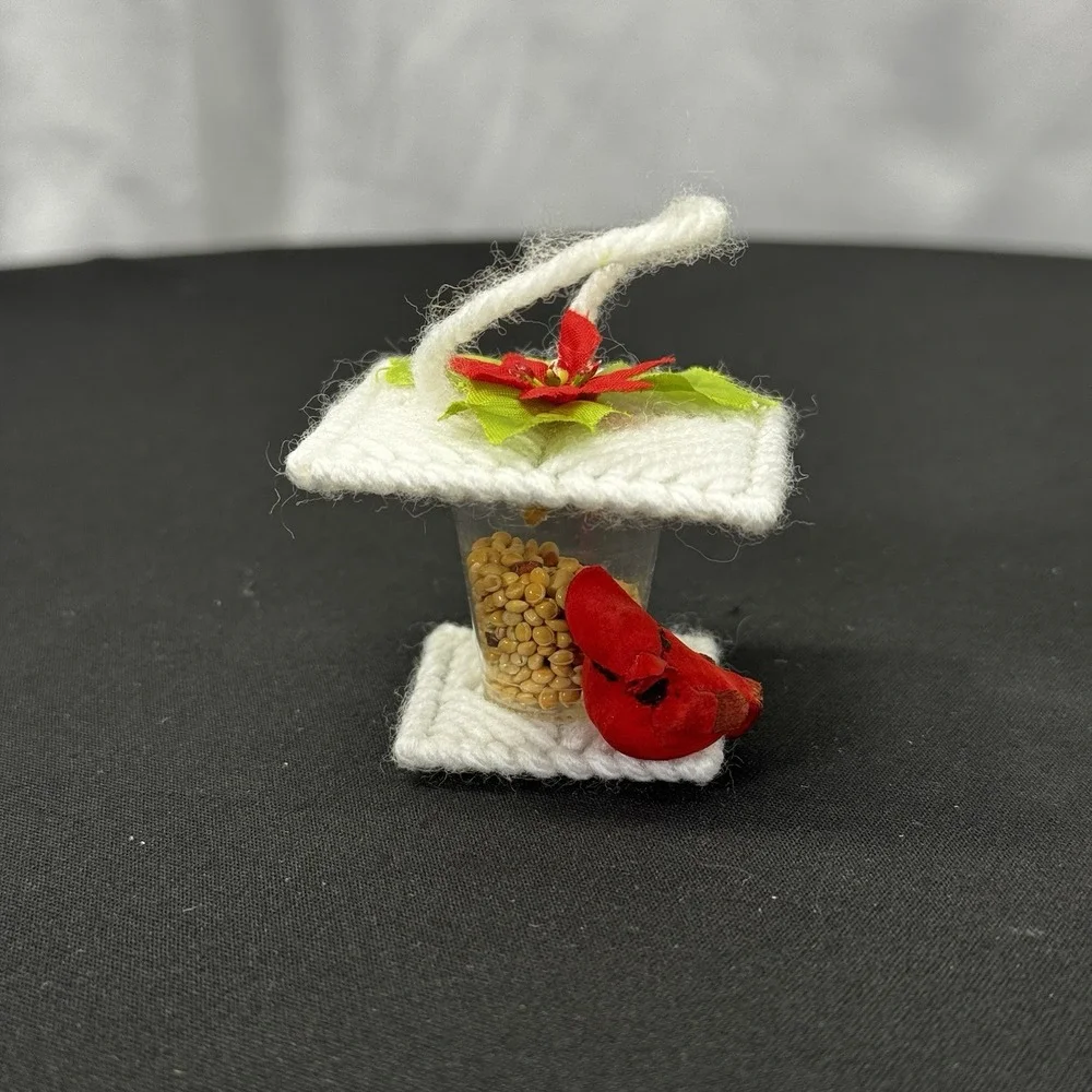 VTG BIRD FEEDER CHRISTMAS ORNAMENT - Handmade 1.75